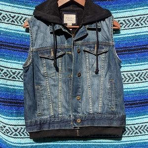 Denim hoodie sweater vest